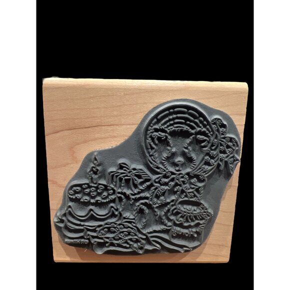 Stampendous Cherished Teddies Rubber Stamp Teddy Bear Birthday Cake, Celebration - Picture 2 of 5